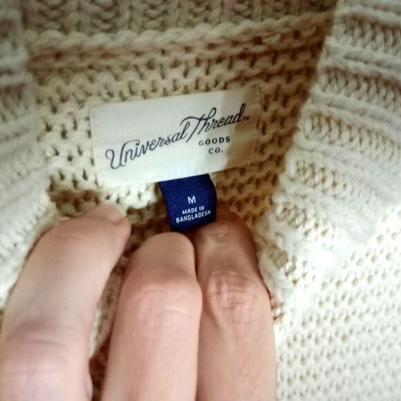 Universal Thread Chunky Knit Sweater Oversized Mock Neck Cotton Relaxed Med - Picture 5 of 5